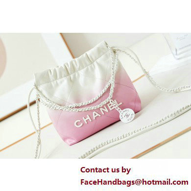 Chanel Patent Gradient Calfskin & Lacquered Metal CHANEL 22 Mini Handbag AS3980 White/Light Pink 2025